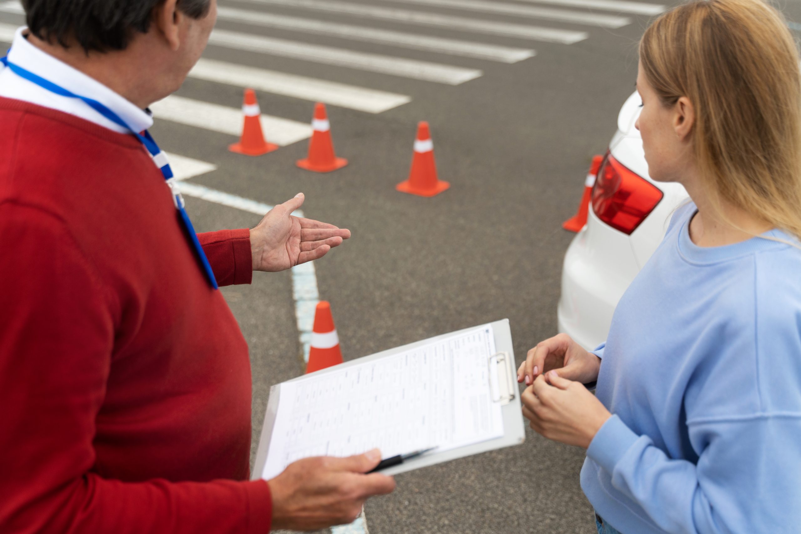person taking driver s license exam